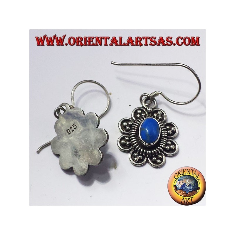 boucles d'oreilles en argent avec turquoise ovale