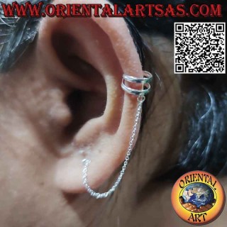 Boucle d'oreille en argent avec chaîne et point de lobe, paire d'anneaux