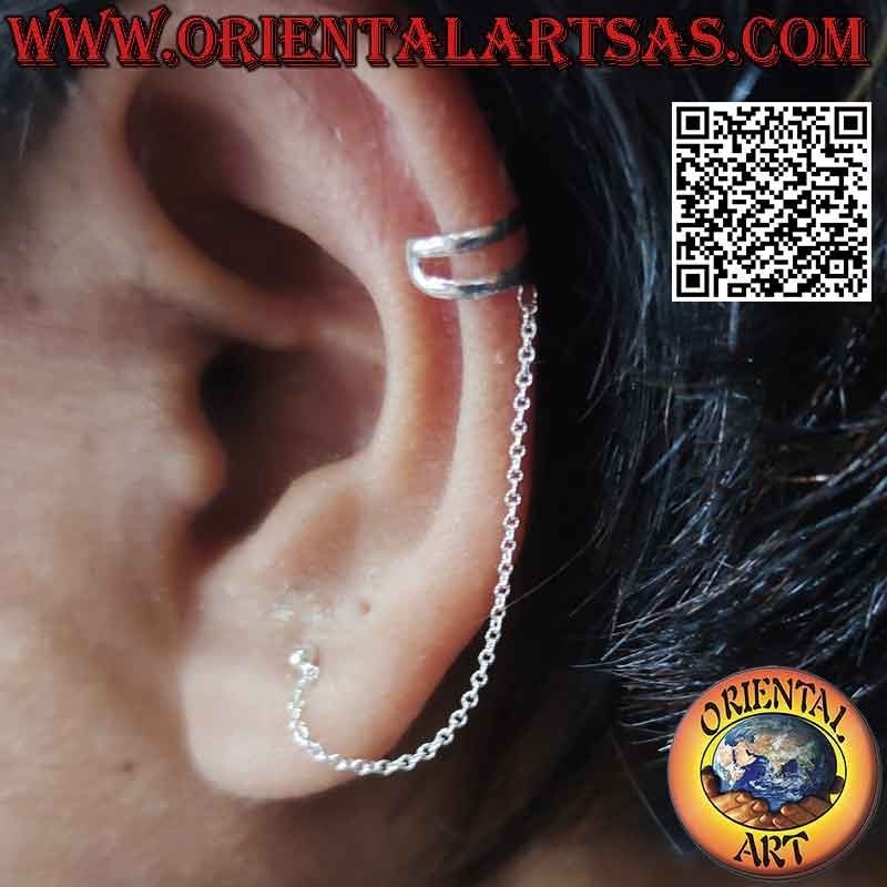 Boucle d'oreille en argent avec chaîne et point de lobe, paire d'anneaux