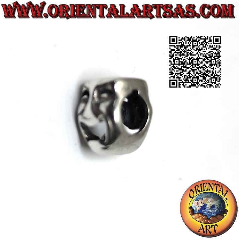 Breloques en argent en argent 925 ‰, le masque de la tragédie et de la comédie grecque antique