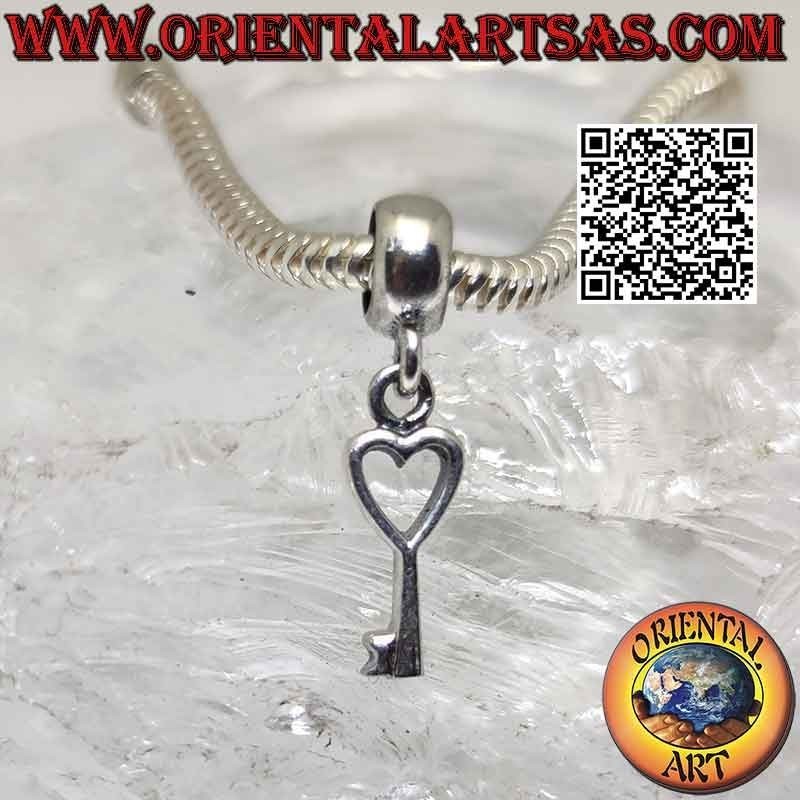 925 ‰ Silber Charms, Schlüssel mit Herz (Anhänger)