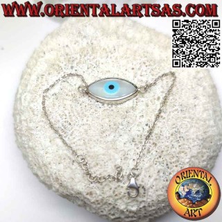 Silver chain bracelet with central divine eye