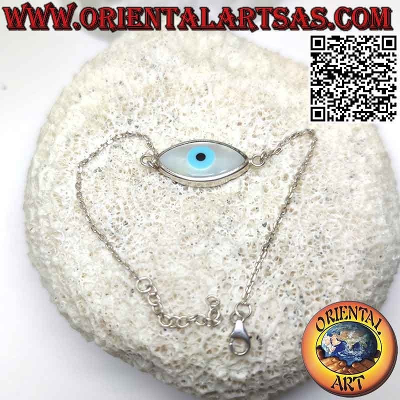 Silver chain bracelet with central divine eye