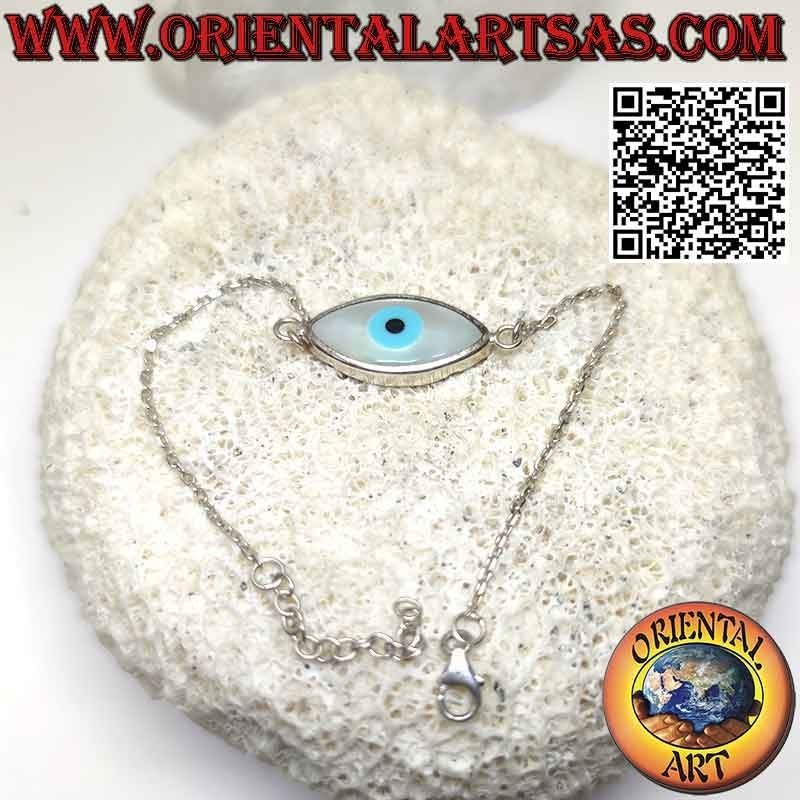 Pulsera de cadena de plata con ojo divino central