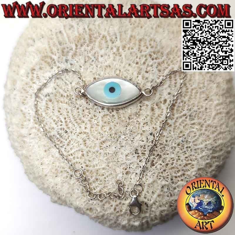 Pulsera de cadena de plata con ojo divino central