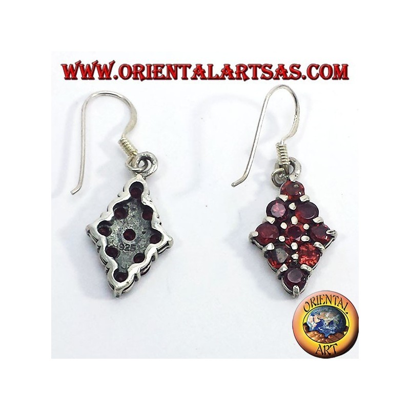 boucles d'oreilles en argent avec grenat rond