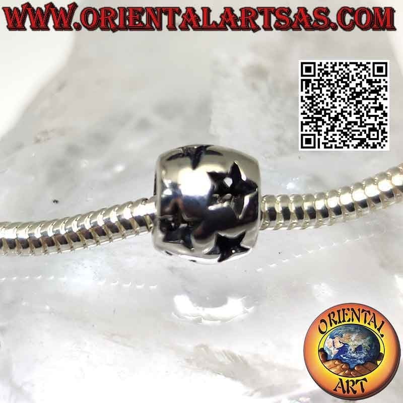 Breloques argentées en argent 925‰, étoiles percées