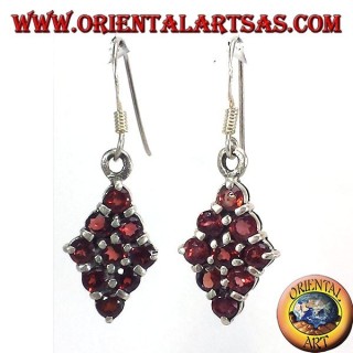 boucles d'oreilles en argent avec grenat rond