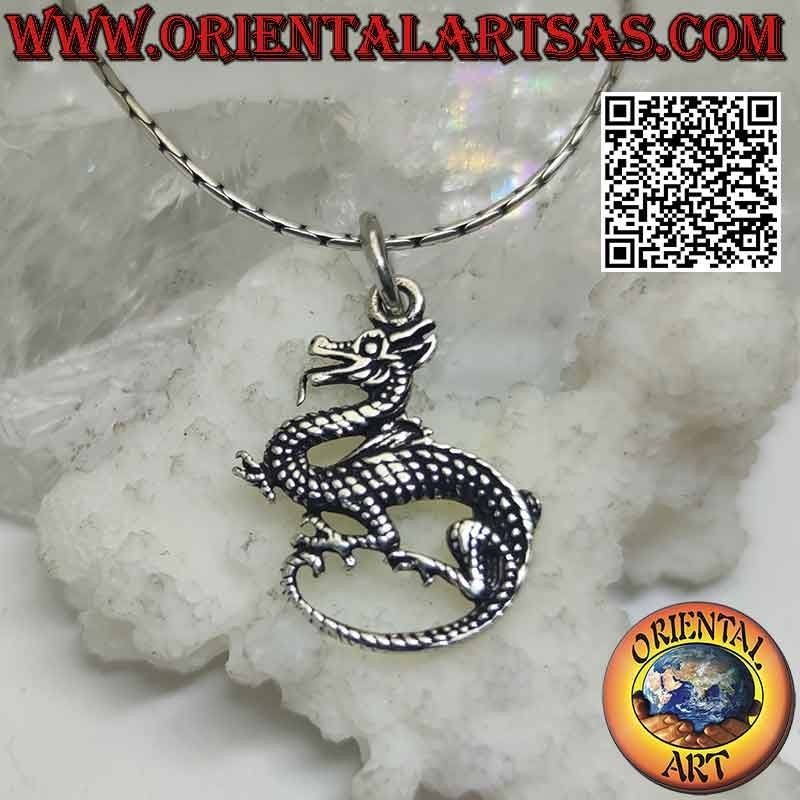 Pendentif en argent, dragon "Coccatrice" au profil pointillé