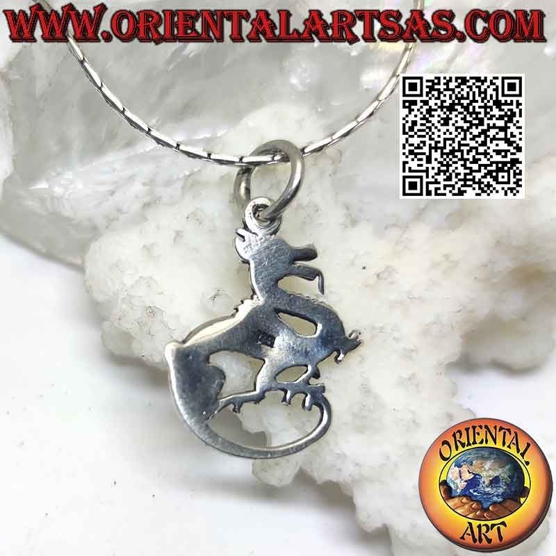Silver pendant, "Coccatrice" dragon with dotted profile