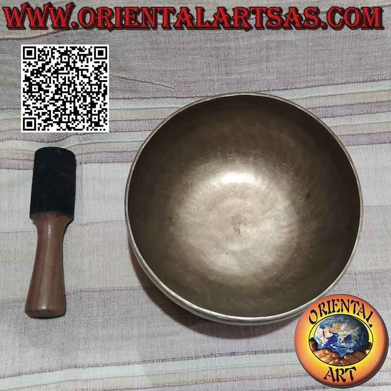 Cloche tibétaine faite à la main à partir d'un alliage de sept métaux de 23 cm Ø avec battant