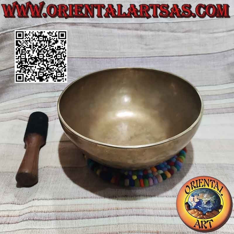 Campana tibetana realizzata a mano da una lega di sette metalli da 28 cm Ø con batacchio