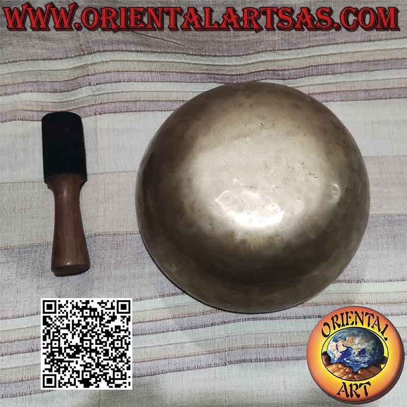 Campana tibetana realizzata a mano da una lega di sette metalli da 28 cm Ø con batacchio