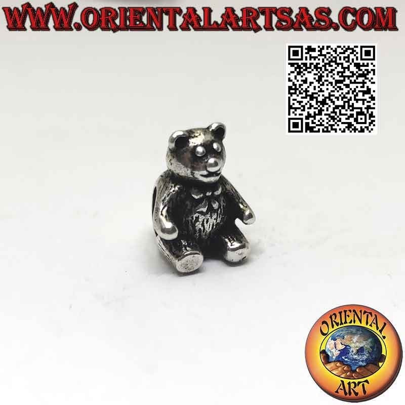 Breloques argentées en argent 925 ‰, l'ours au noeud papillon