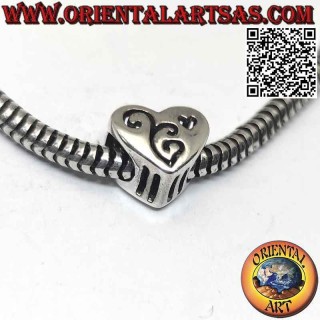 Dijes de plata en plata 925 ‰, el corazón con decoración calada