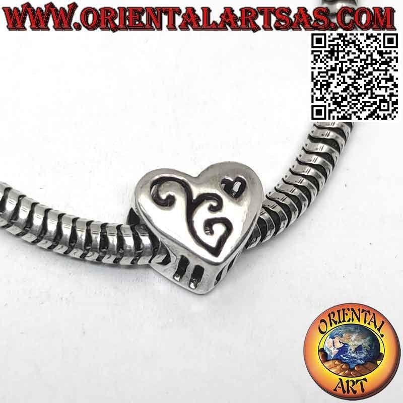 Dijes de plata en plata 925 ‰, el corazón con decoración calada