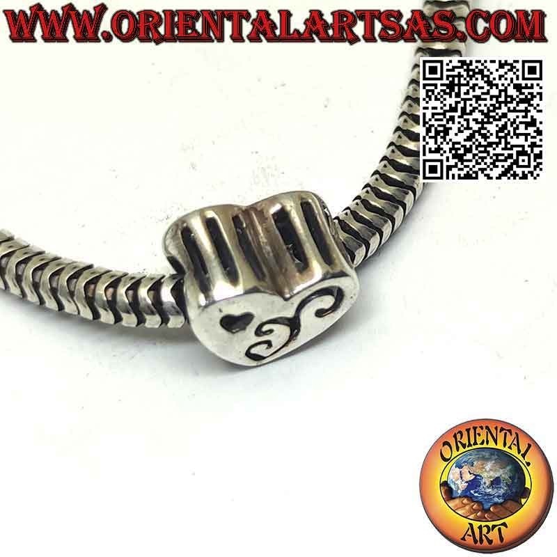 Dijes de plata en plata 925 ‰, el corazón con decoración calada