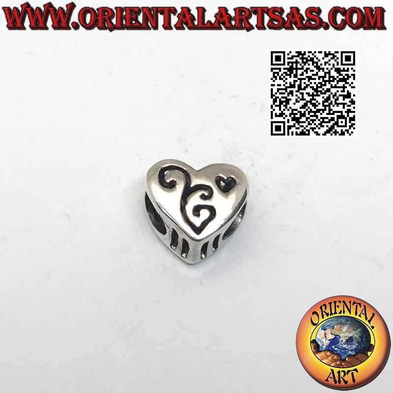Silver charms in 925 ‰ silver, the heart with openwork decoration