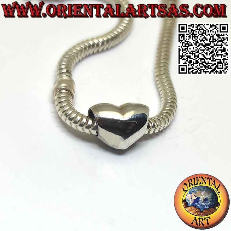 Breloques argentées en argent 925‰, le coeur arrondi lisse