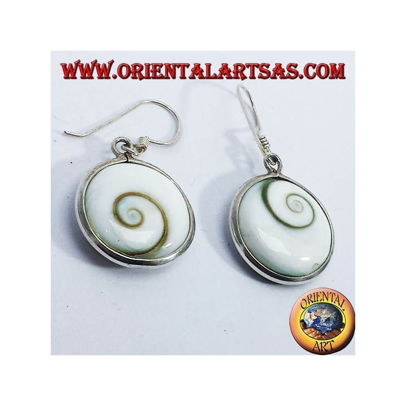 Boucles d'oreilles argent, oeil de Sainte Lucie