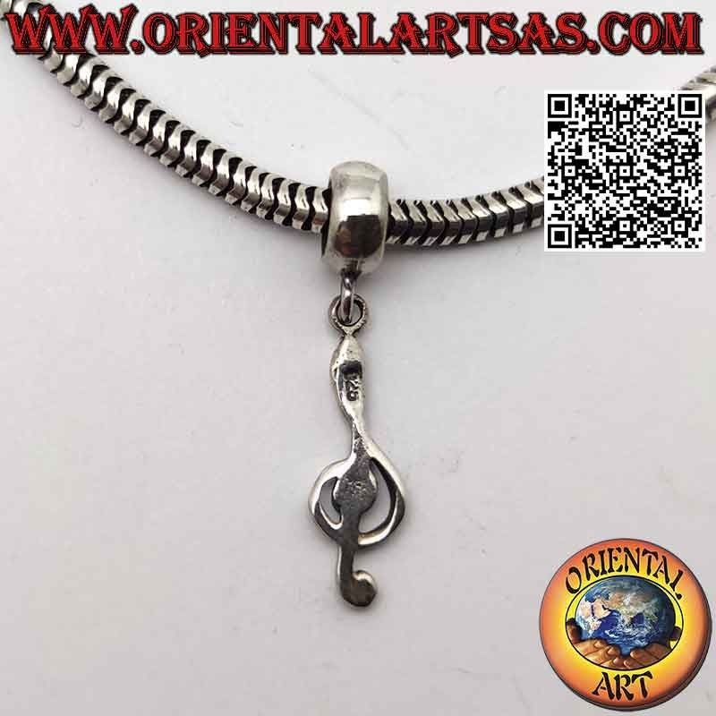 Silver charms in 925 ‰ silver, the treble clef or clef of Sol (pendant)