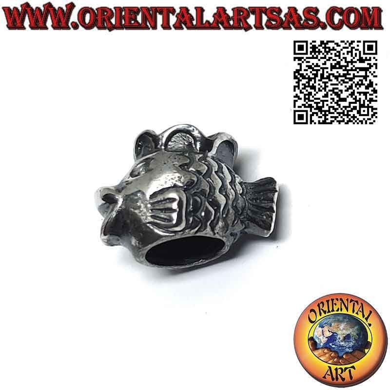 Breloques argentées en argent 925 ‰, le poisson avec la couronne (roi des poissons)