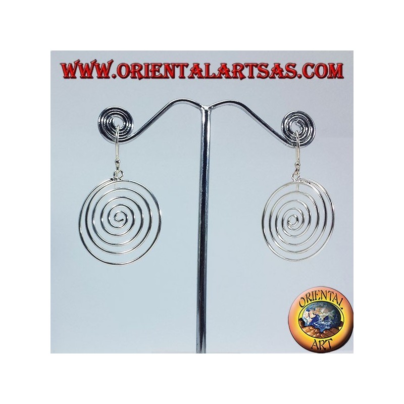 pendientes de plata, espiral colgante