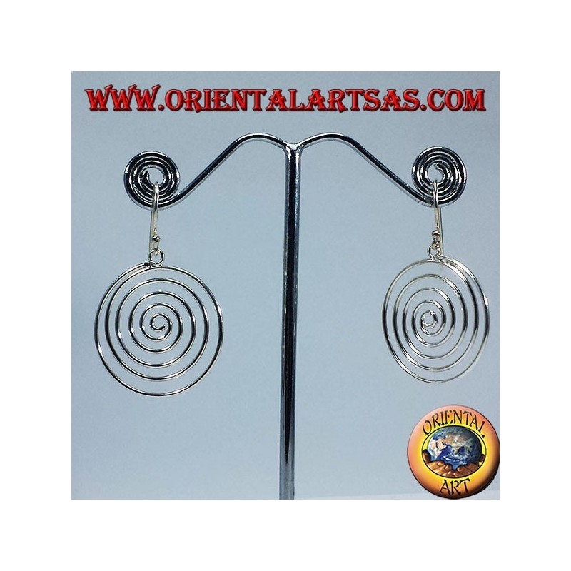 pendientes de plata, espiral colgante