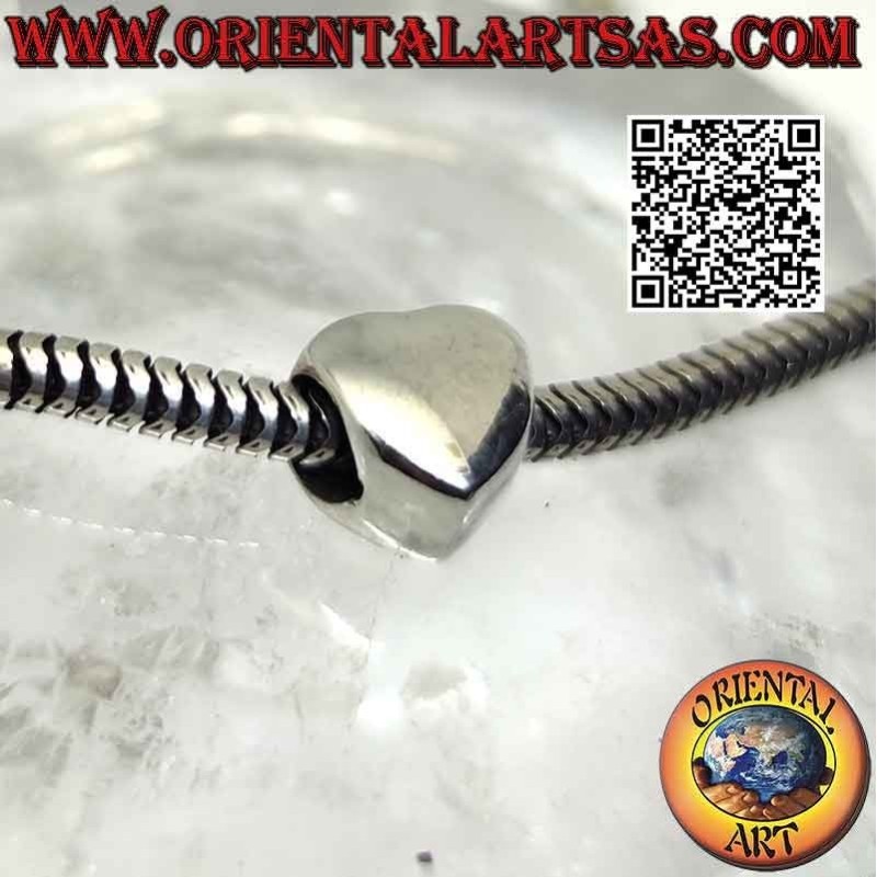 Silver charms in 925 ‰ silver, the three-dimensional smooth heart