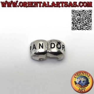 Fermoir en argent 925‰ pour bracelet charms, cylindre lisse avec écriture "Pandore"