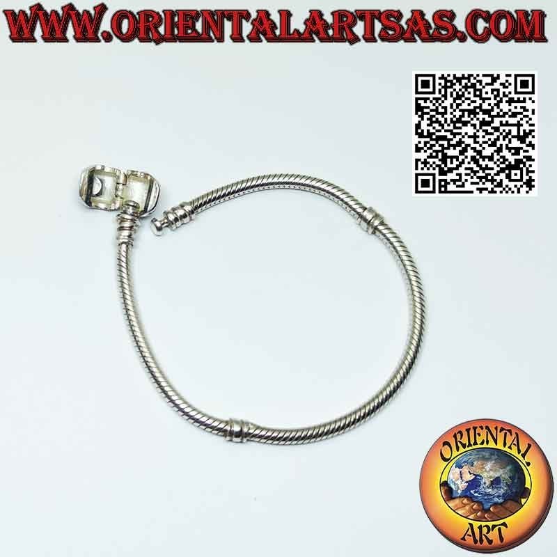 Bracelet charms en argent 925‰, le serpent classique avec fermoir (oxydé)