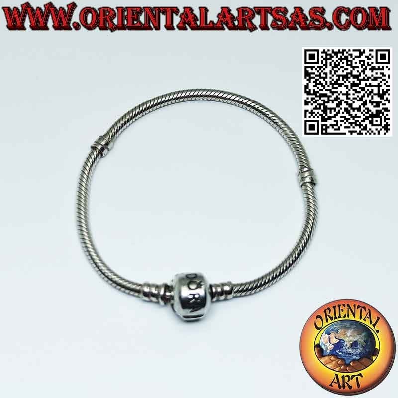 Bracciale charms in argento 925‰, lo snake classico con chiusura (ossidato)