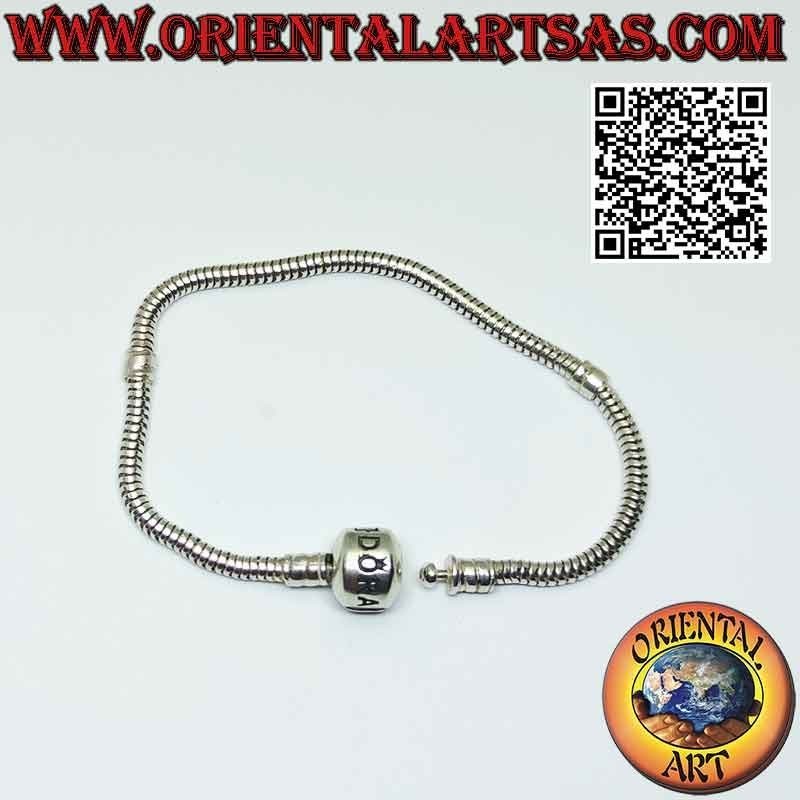 Bracciale charms in argento 925‰, lo snake classico con chiusura (ossidato)