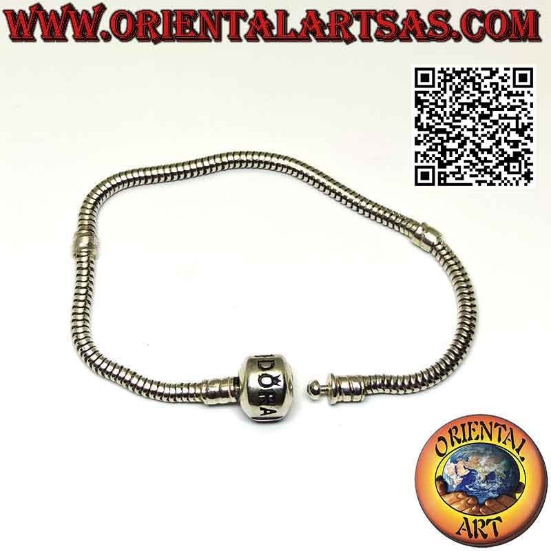 Pulsera Charms en plata 925 ‰, la clásica serpiente con cierre (oxidada)