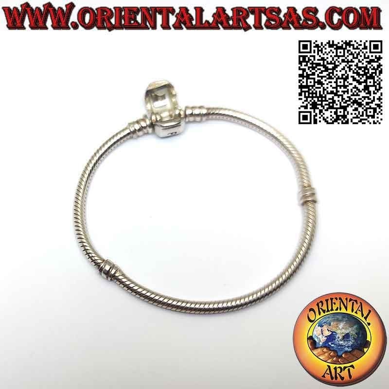 Bracciale charms in argento 925‰, lo snake classico con chiusura (non ossidato)
