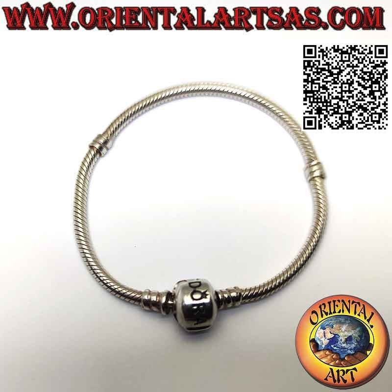 Bracelet charms en argent 925‰, le serpent classique avec fermoir (non oxydé)
