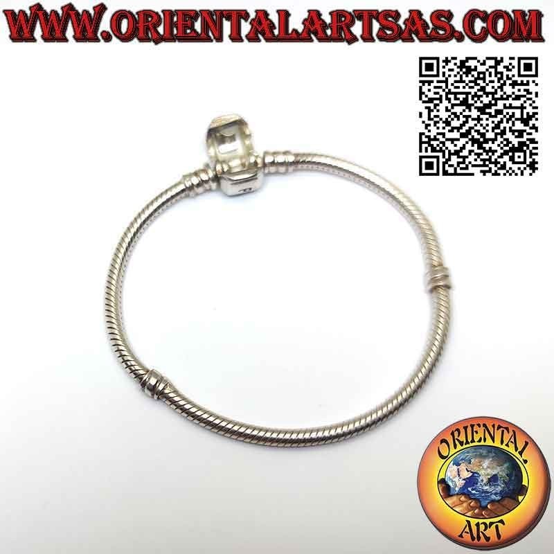 Pulsera de dijes en plata 925 ‰, la serpiente semirrígida y gruesa con cierre