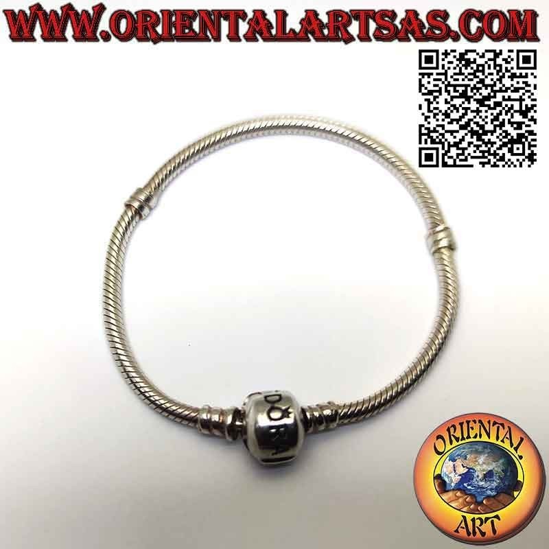 Bracciale charms in argento 925‰, lo snake semirigido e spesso con chiusura