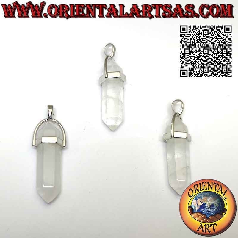 Pendentif Cristal de Roche Double Pointe Hexagonal | Hypoallergénique
