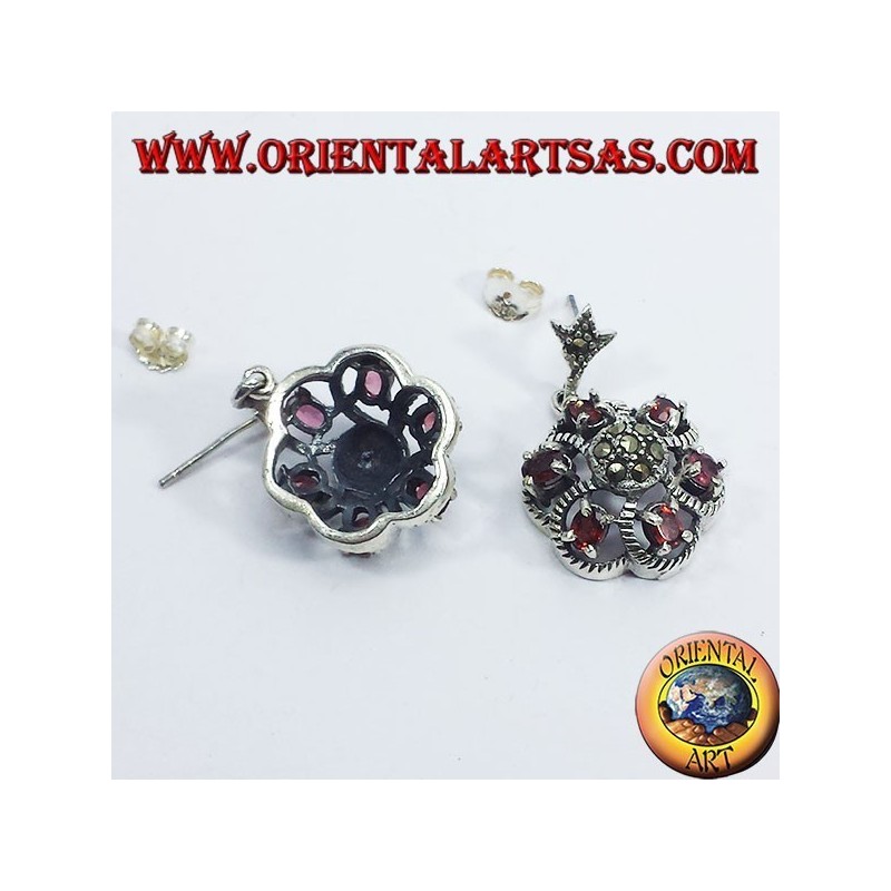 Silber-Ohrringe mit Granat und Markasit