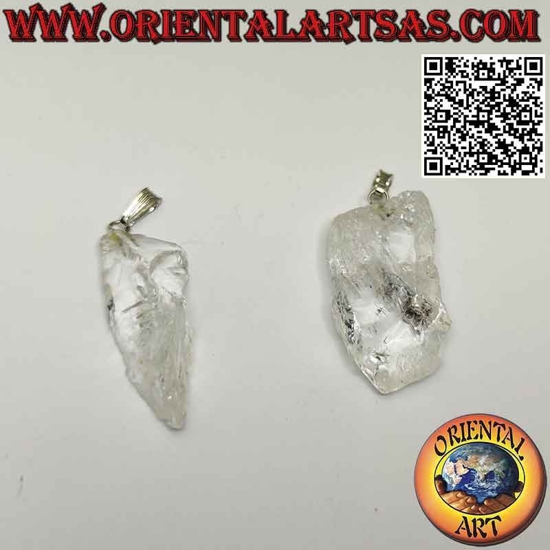 Raw Clear Quartz Pendant - Hypoallergenic Metal | Oriental Art