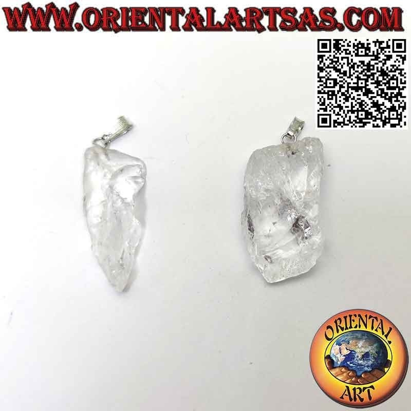 Raw Clear Quartz Pendant - Hypoallergenic Metal | Oriental Art