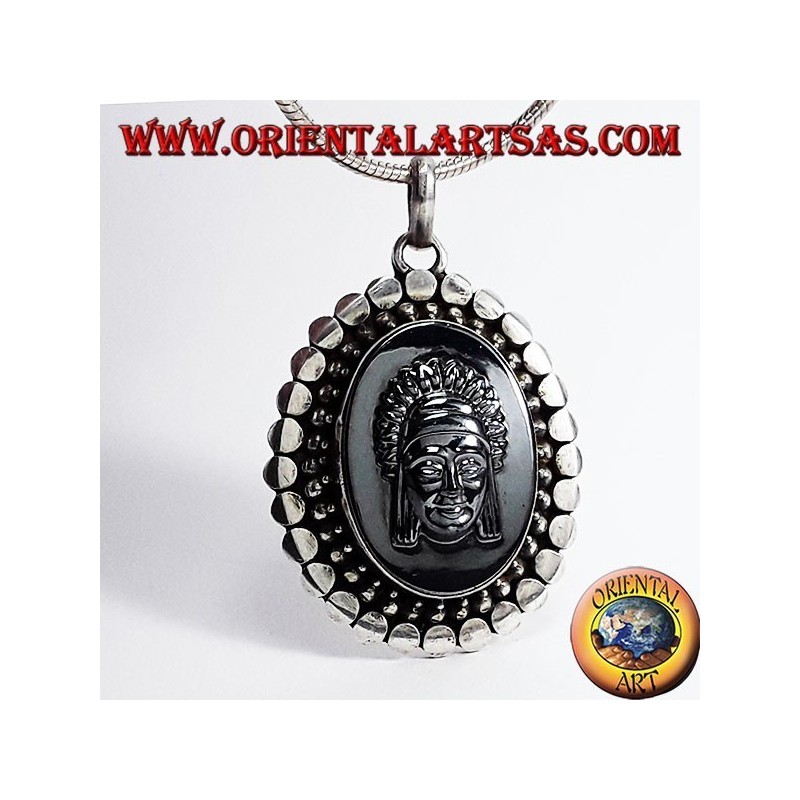 Silver Pendant with Cameo on Hematite
