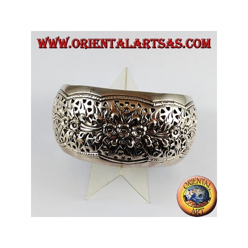 Bracciale d'argento rigido cesellato a mano bondato   