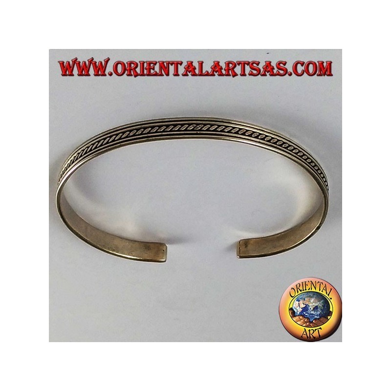 Bracelet argent rigide transversale insère dans les rails