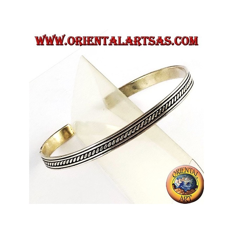 Pulsera de plata rígido con transversal inserta en los rieles