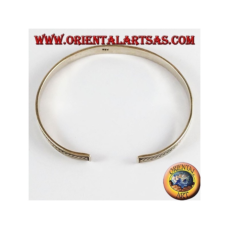 Bracciale d'argento rigido con inserti trasversali nei binari