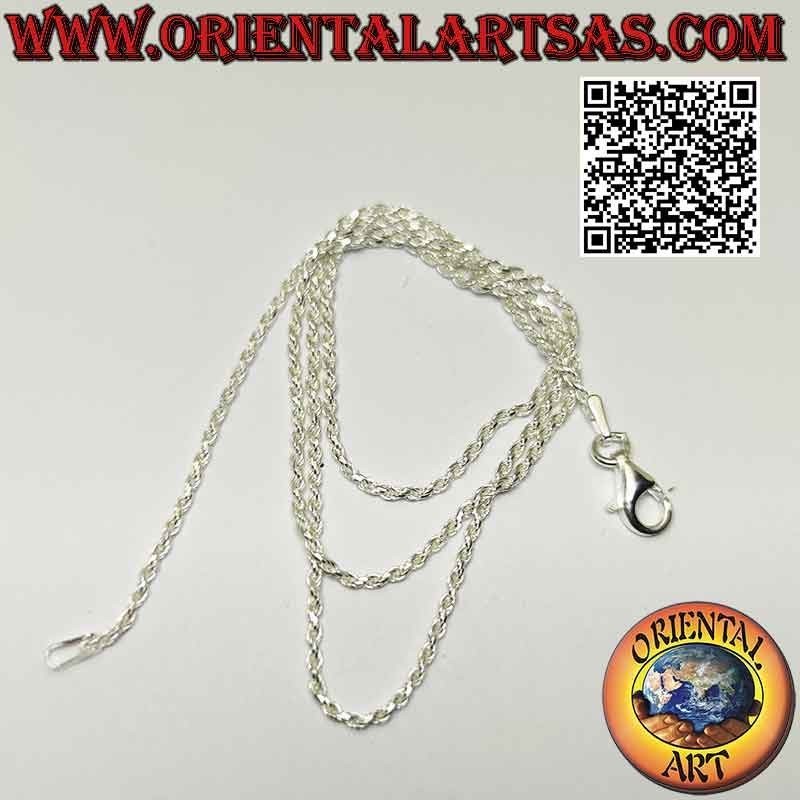 Collana catenina in argento 925 ‰, maglia "attorcigliata " tonda diamantata elicoidale (spessore 1,2 mm)