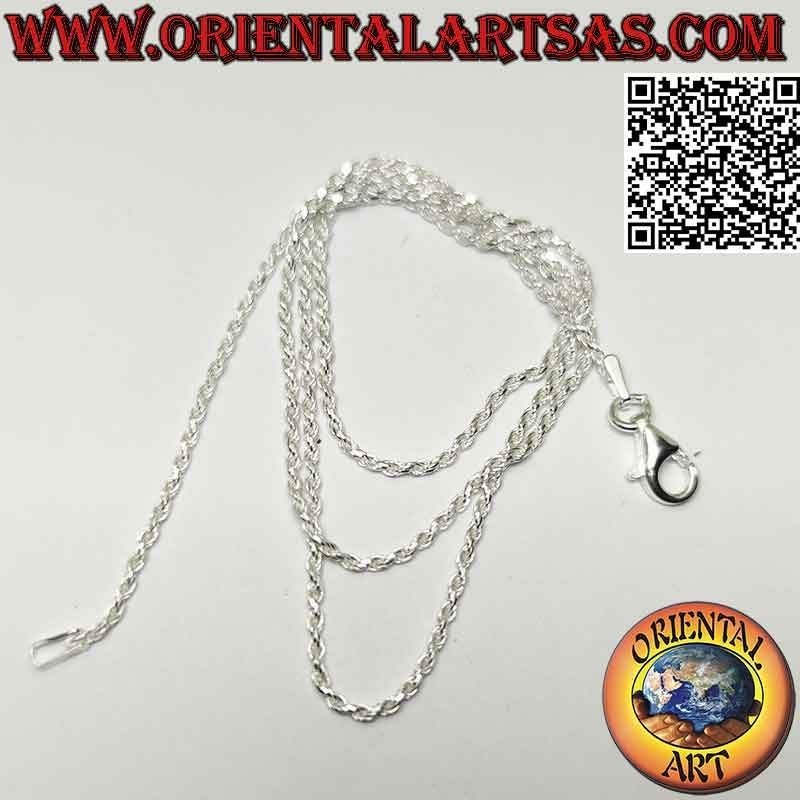 Collana catenina in argento 925 ‰, maglia "attorcigliata " tonda diamantata elicoidale (spessore 1,2 mm)