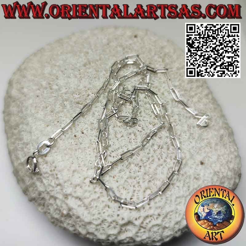 Collier chaîne en argent 925 ‰, avec 2 anneaux carrés de 5 mm